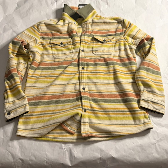 Eddie Bauer Other - Eddie Bauer Mens Striped Southwestn Yellow Fleece Shirt Jacket Shacket Outdoor L